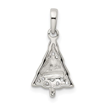 Sterlingsilber Rhodiniert Zirkonia und Emailliert Weihnachten Baum Anhänger