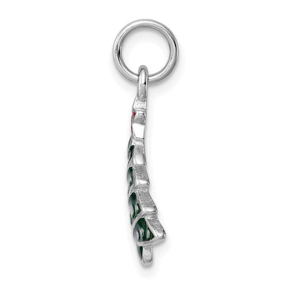 Sterlingsilber Rhodium-platedenamel Weihnachten Baum Charm