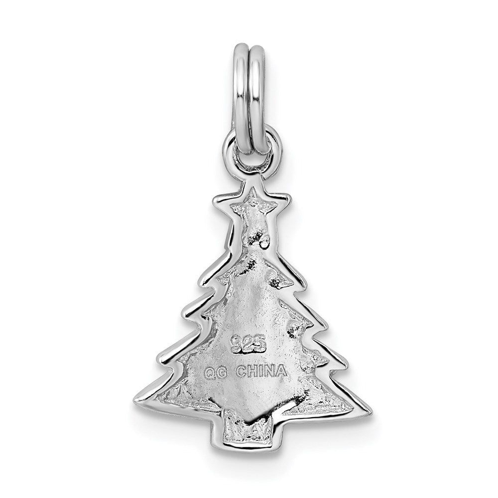 Sterlingsilber Rhodium-platedenamel Weihnachten Baum Charm