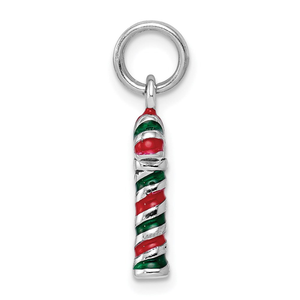 Sterlingsilber Rhodiniert Emaille Candy Cane Charm