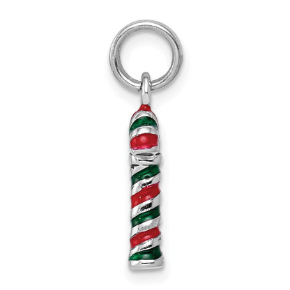 Sterlingsilber Rhodiniert Emaille Candy Cane Charm