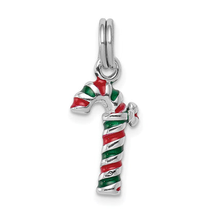 Sterlingsilber Rhodiniert Emaille Candy Cane Charm