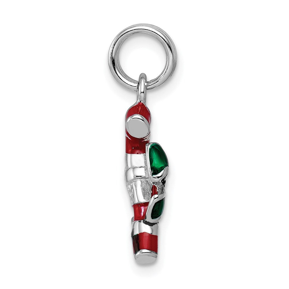 Sterlingsilber Rhodium-platedenamel Candy Cane Charm