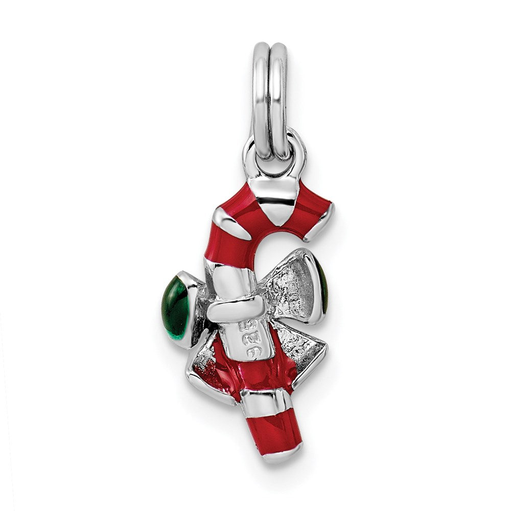 Sterlingsilber Rhodium-platedenamel Candy Cane Charm