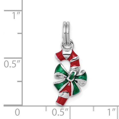 Sterlingsilber Rhodium-platedenamel Candy Cane Charm