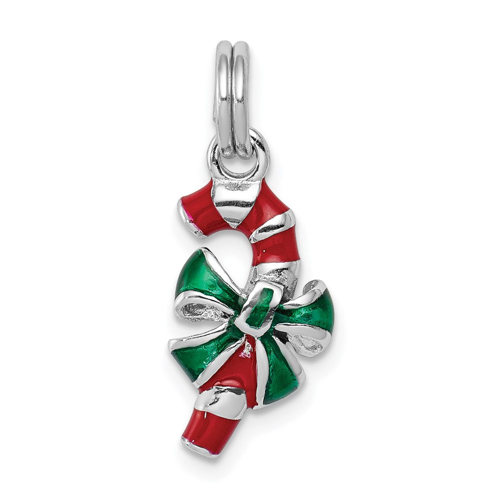 Sterlingsilber Rhodium-platedenamel Candy Cane Charm