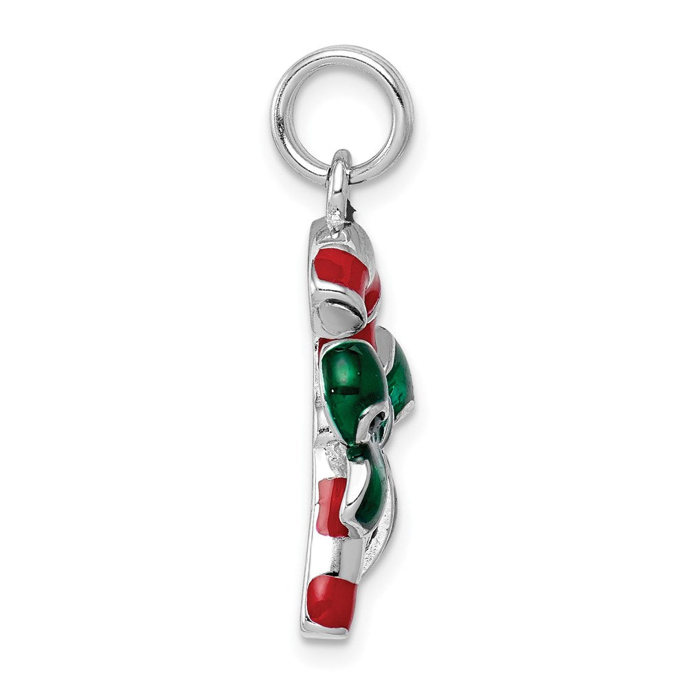 Sterlingsilber Rhodium-platedenamel Candy Cane Charm