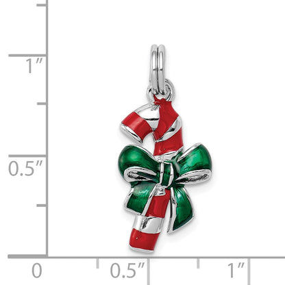 Sterlingsilber Rhodium-platedenamel Candy Cane Charm