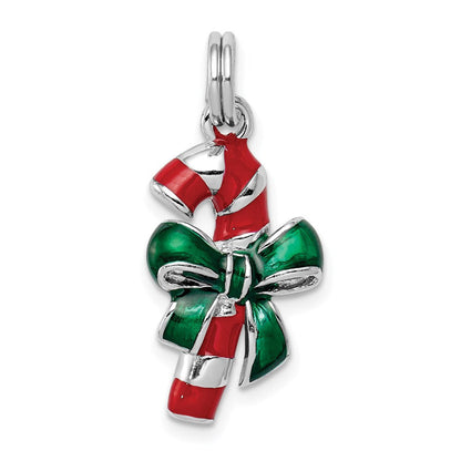 Sterlingsilber Rhodium-platedenamel Candy Cane Charm
