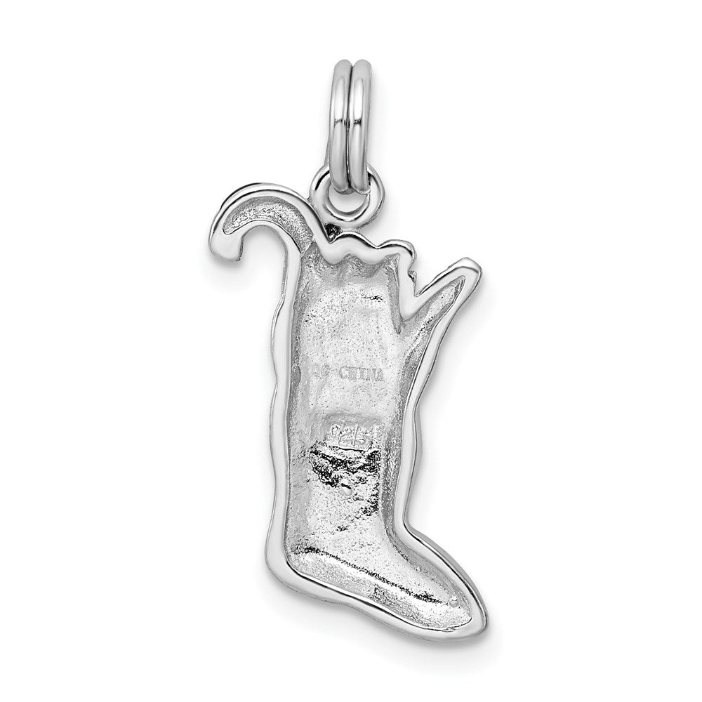 Sterlingsilber Rhodium-platedenamel Stocking Charm