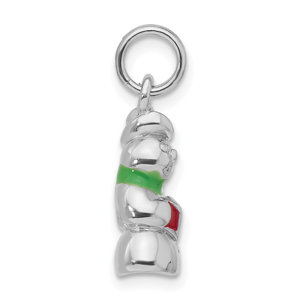 Sterlingsilber Rhodiniert Poliert Emailliert Snowman Charm