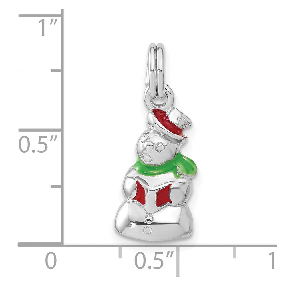 Sterlingsilber Rhodiniert Poliert Emailliert Snowman Charm