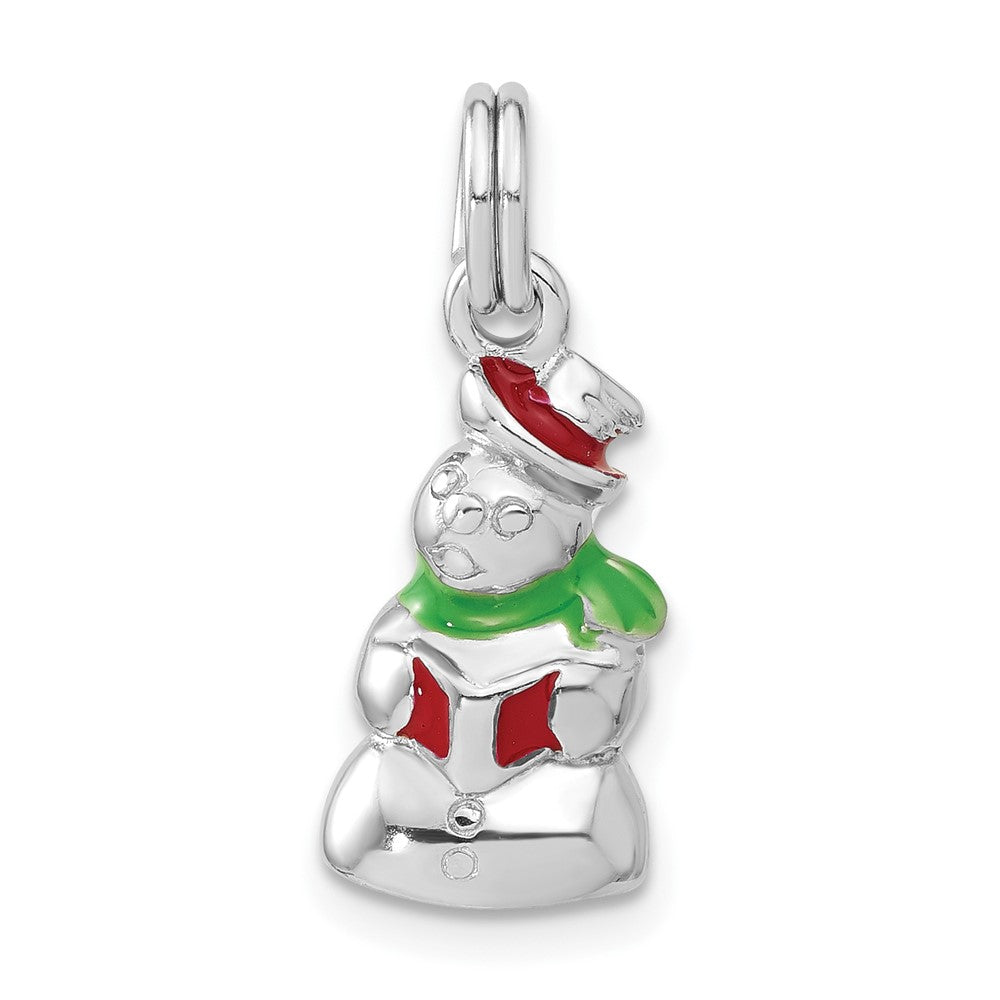 Sterlingsilber Rhodiniert Poliert Emailliert Snowman Charm