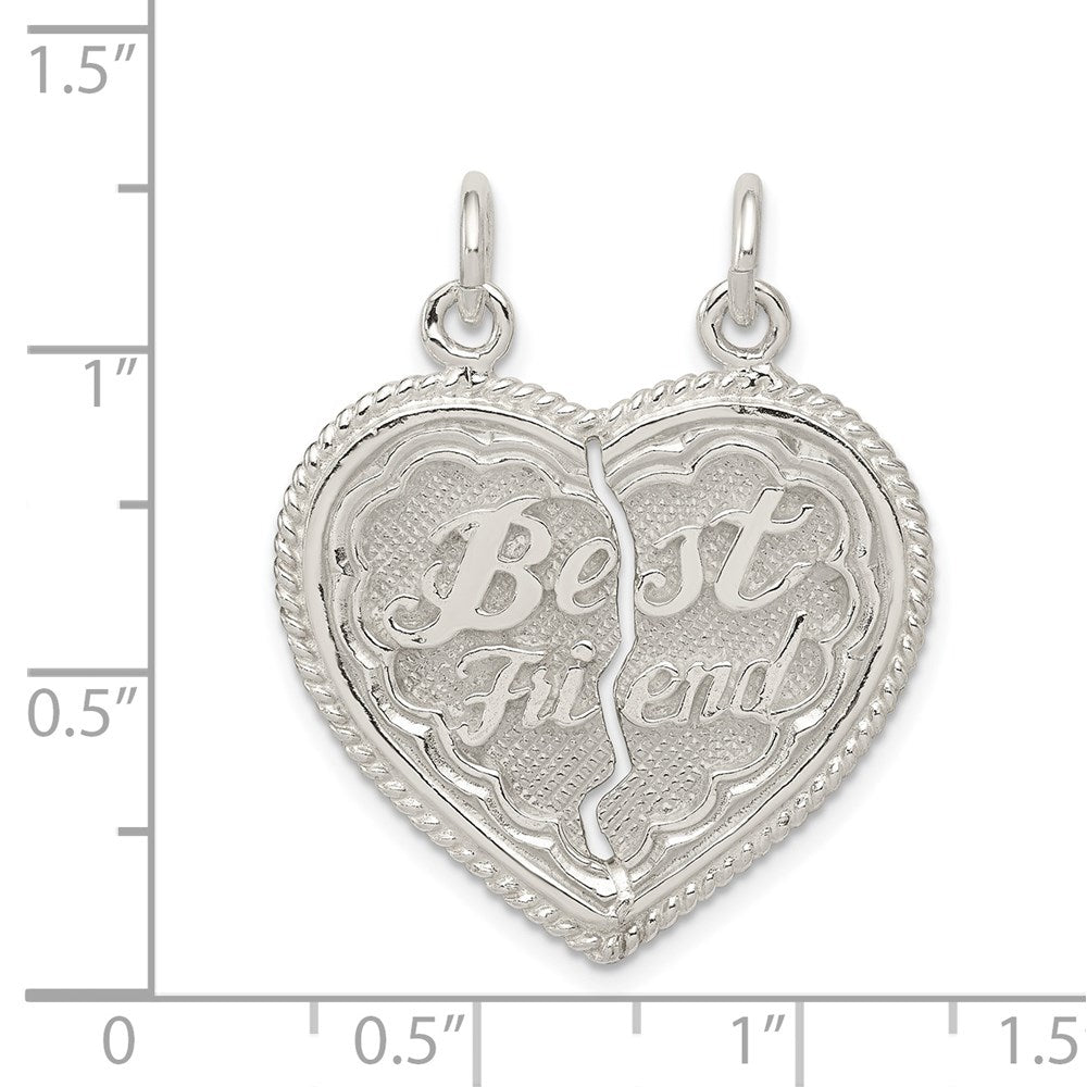 Sterlingsilber Beste Freund 2-piece Break Apart Herz Charm