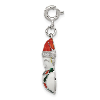 Sterlingsilber Rhodiniert Zirkonia Emailliert Snowman Charm