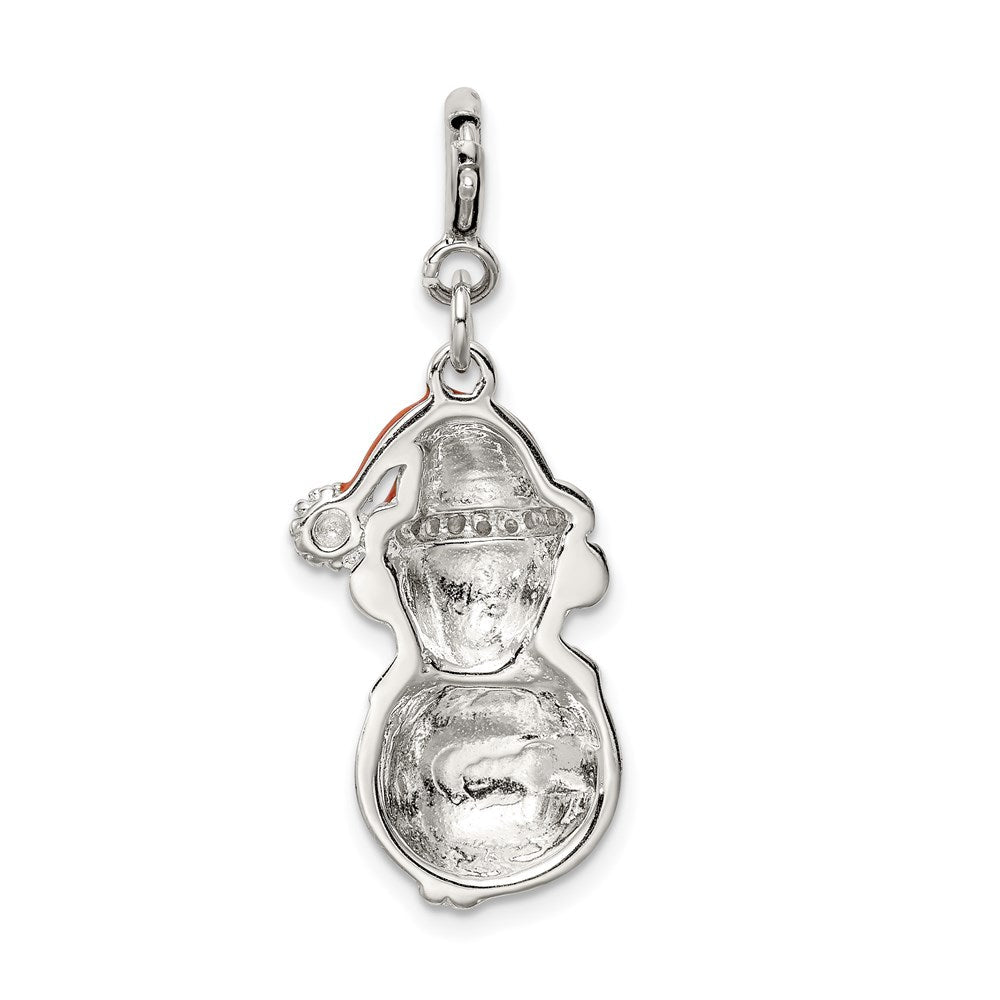 Sterlingsilber Rhodiniert Zirkonia Emailliert Snowman Charm