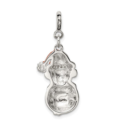 Sterlingsilber Rhodiniert Zirkonia Emailliert Snowman Charm