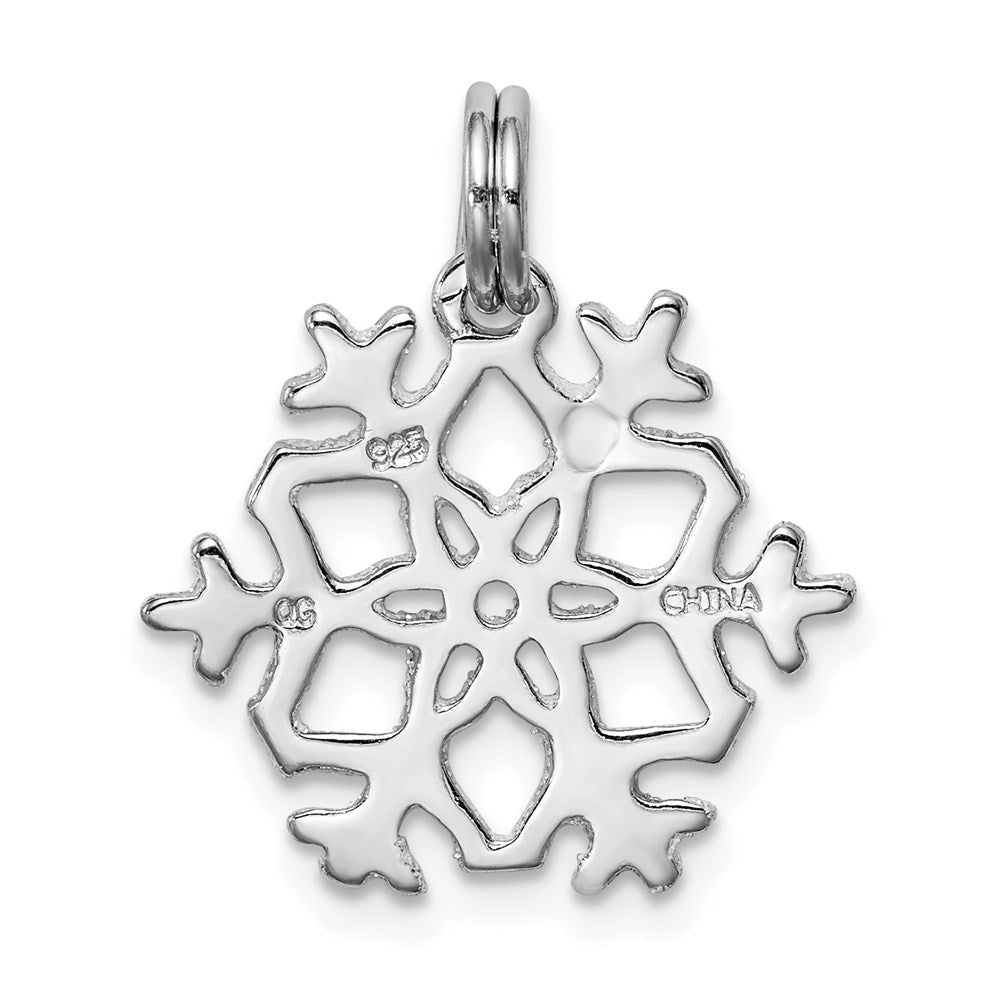Sterlingsilber Rhodiniert Emailliert Schneeflocke Charm