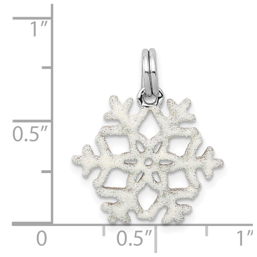 Sterlingsilber Rhodiniert Emailliert Schneeflocke Charm