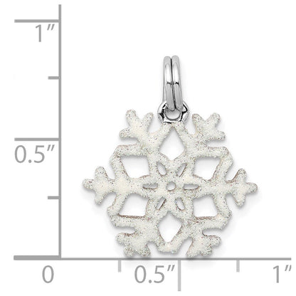 Sterlingsilber Rhodiniert Emailliert Schneeflocke Charm