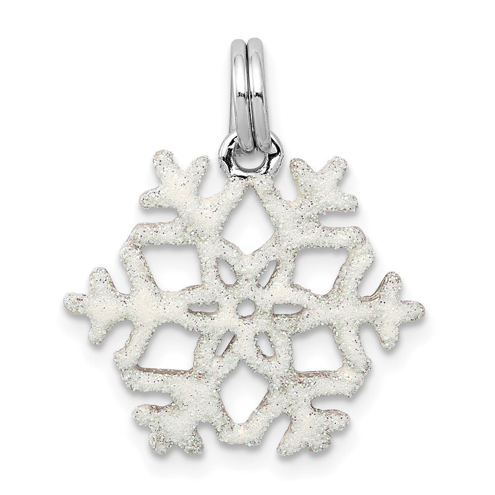 Sterlingsilber Rhodiniert Emailliert Schneeflocke Charm