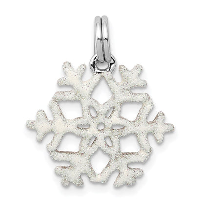 Sterlingsilber Rhodiniert Emailliert Schneeflocke Charm