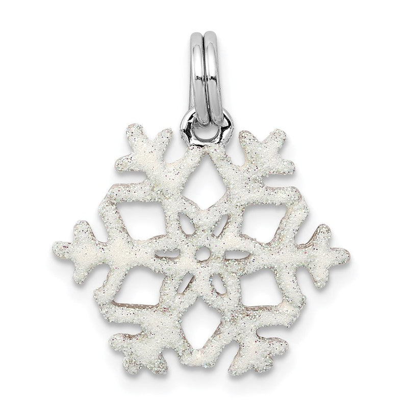 Sterlingsilber Rhodiniert Emailliert Schneeflocke Charm