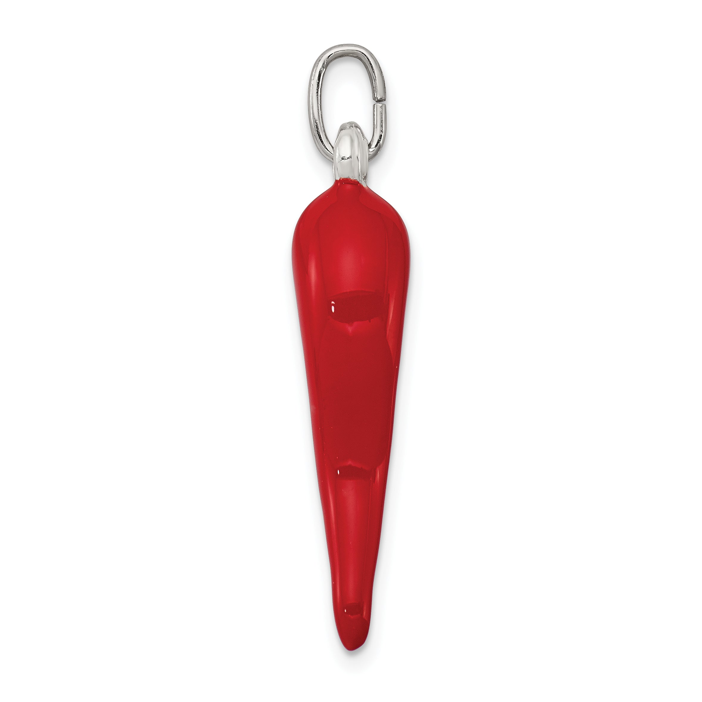 Sterlingsilber Rot Emaille Italienisch Horn Anhänger