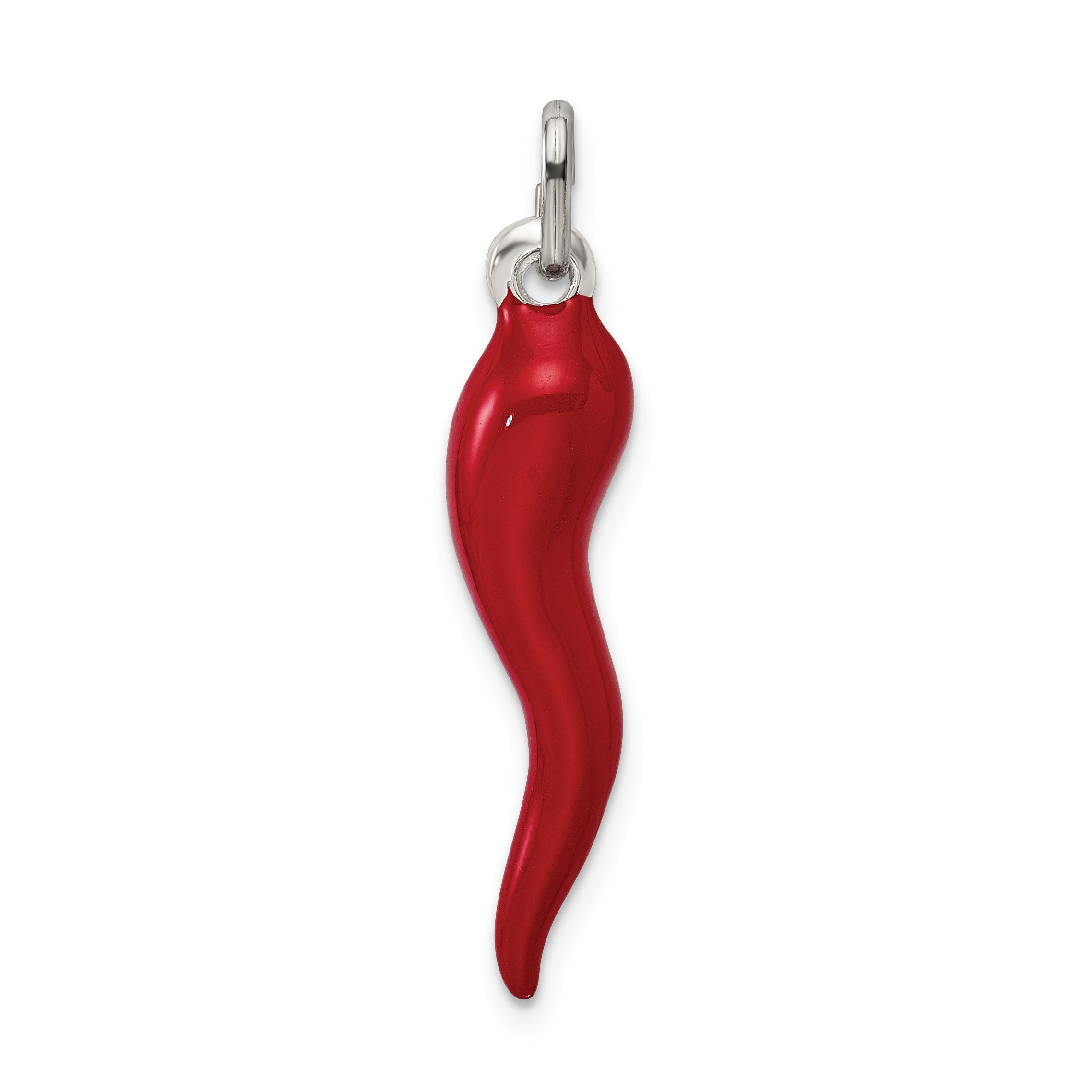Sterlingsilber Rot Emaille Italienisch Horn Anhänger