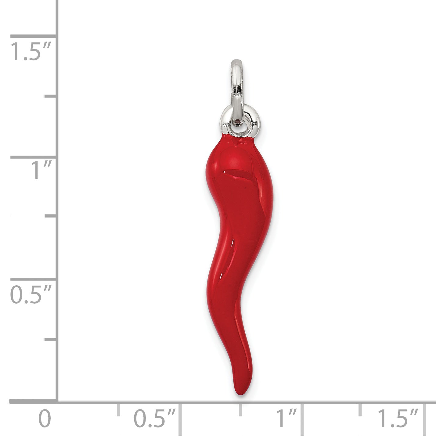 Sterlingsilber Rot Emaille Italienisch Horn Anhänger