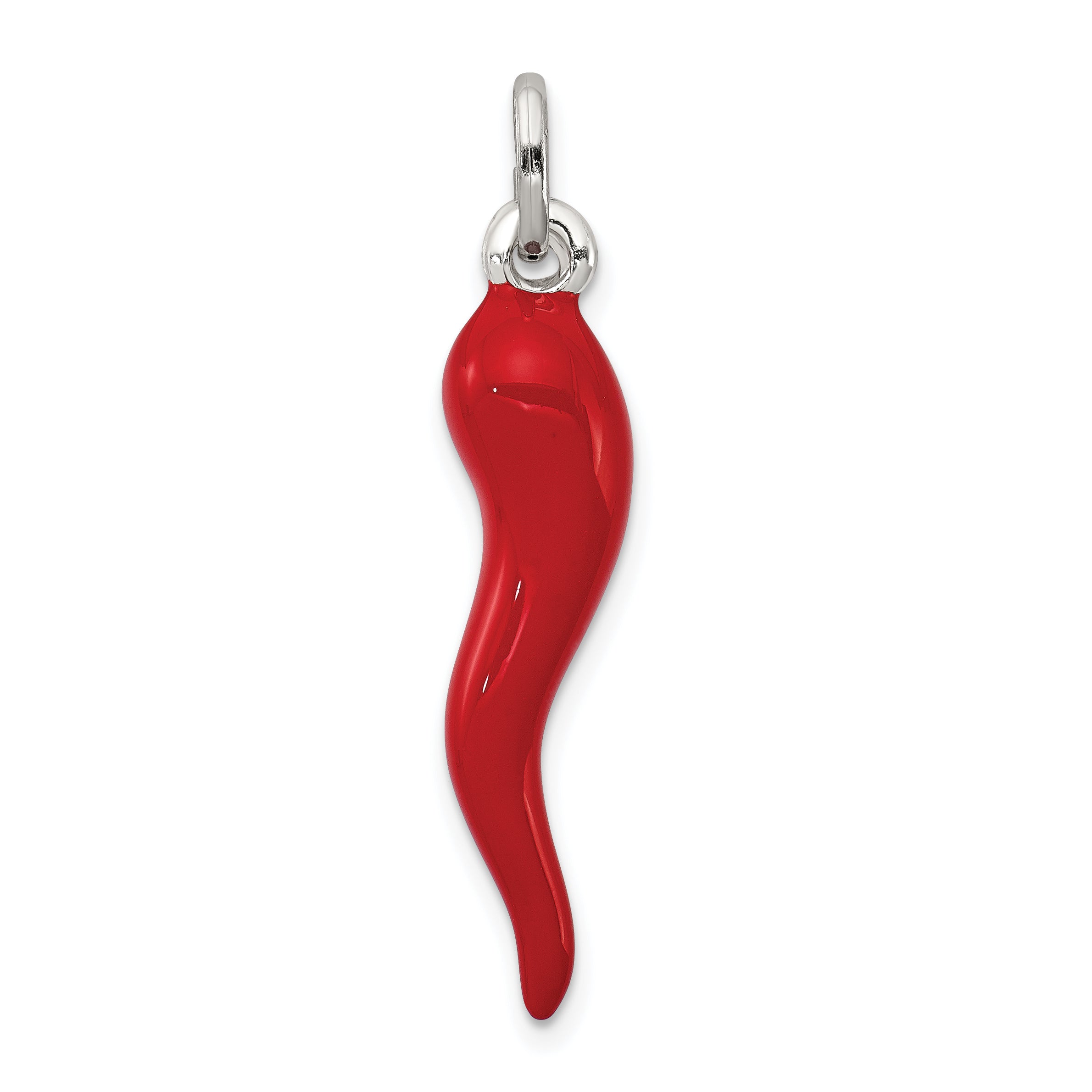 Sterlingsilber Rot Emaille Italienisch Horn Anhänger
