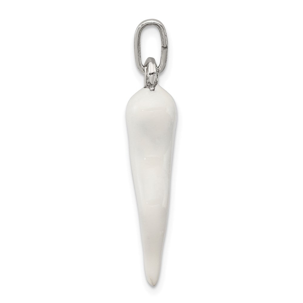 Sterlingsilber Weiß Emaille Italienisch Horn Anhänger