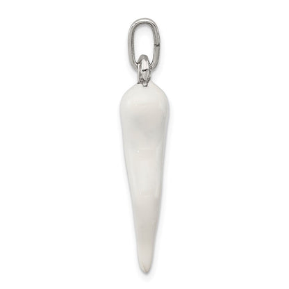 Sterlingsilber Weiß Emaille Italienisch Horn Anhänger