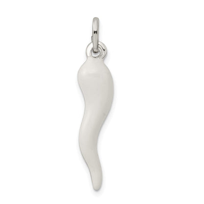 Sterlingsilber Weiß Emaille Italienisch Horn Anhänger