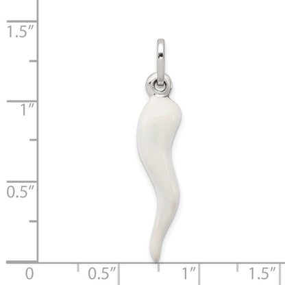 Sterlingsilber Weiß Emaille Italienisch Horn Anhänger