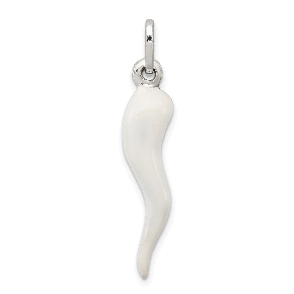 Sterlingsilber Weiß Emaille Italienisch Horn Anhänger