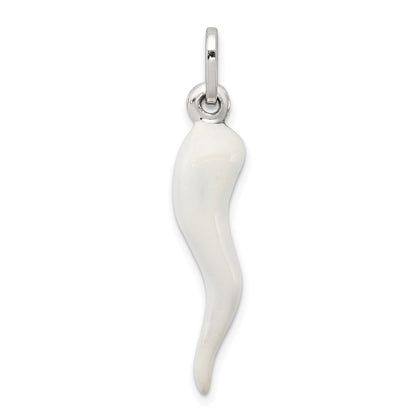 Sterlingsilber Weiß Emaille Italienisch Horn Anhänger