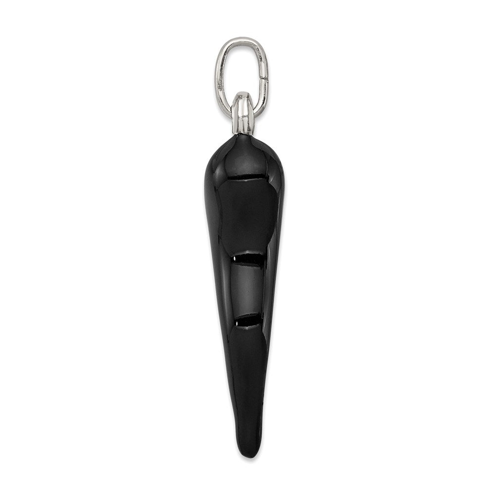 Sterlingsilber Schwarz Emaille Italienisch Horn Anhänger