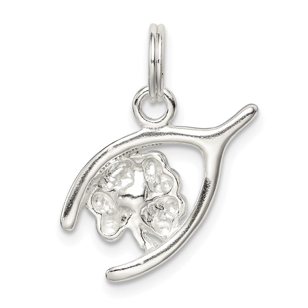 Sterlingsilber Vier Blatt Klee & Gabelbein