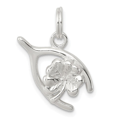 Sterlingsilber Vier Blatt Klee & Gabelbein