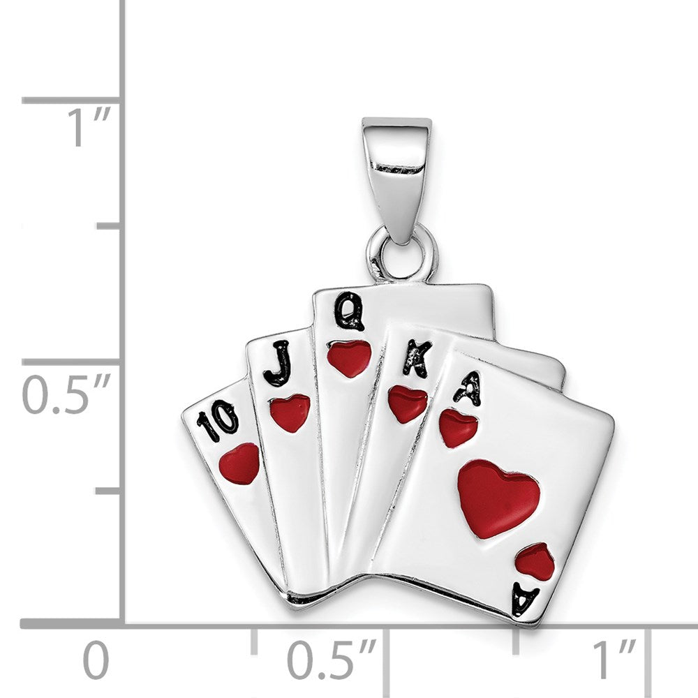 Sterlingsilber Rhodium-platedenamel Royal Flush Anhänger