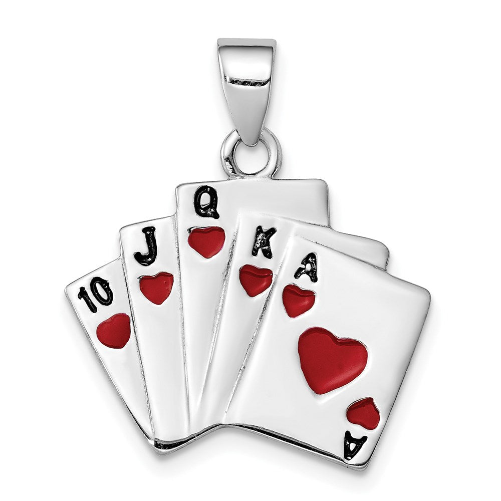 Sterlingsilber Rhodium-platedenamel Royal Flush Anhänger