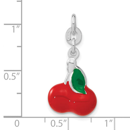 Sterlingsilber 3-d Poliert Emailliert Cherries Charm