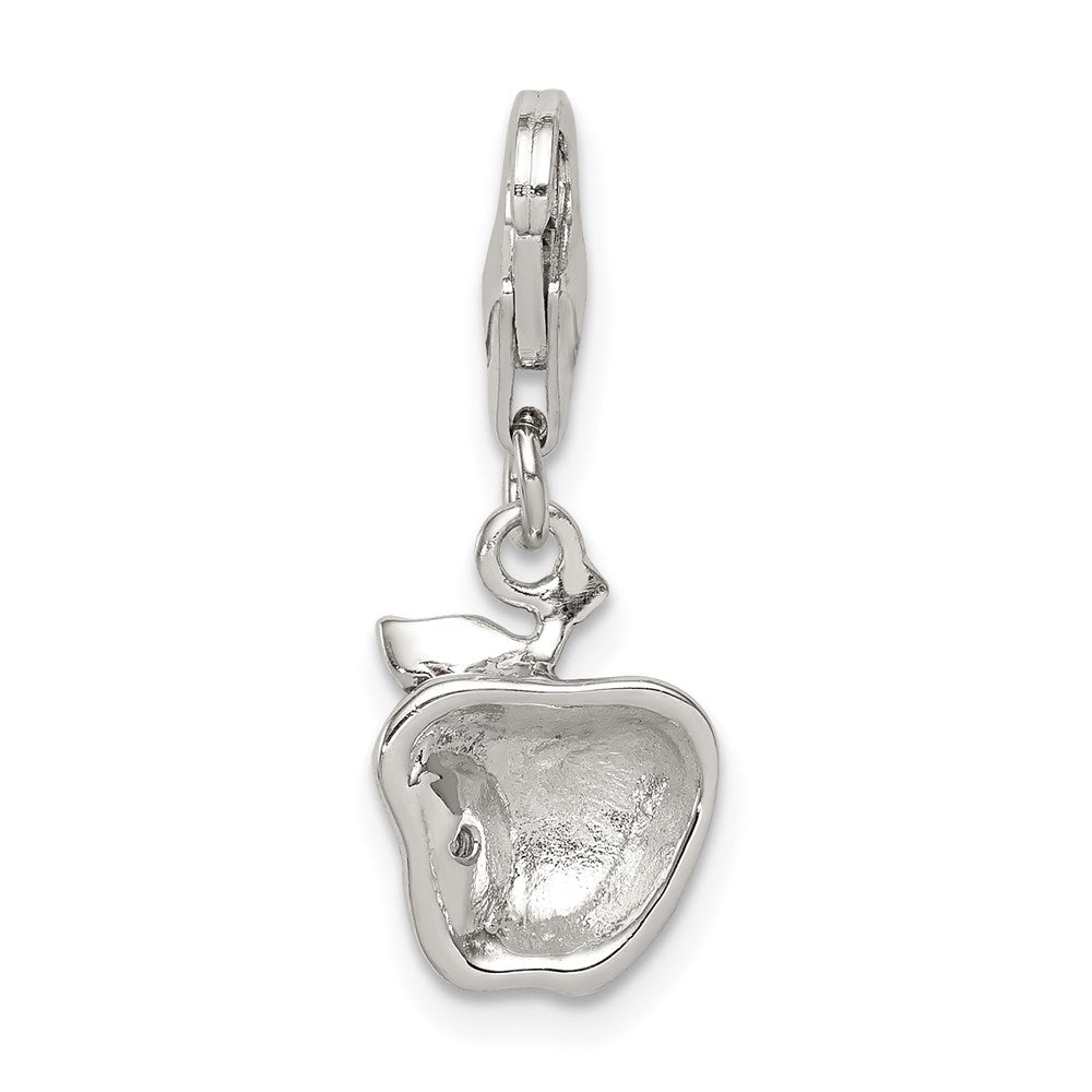 Sterlingsilber Rhodiniert Zirkonia und Rot Emailliert Apple Charm