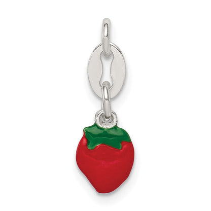 Sterlingsilber Emailliert Strawberry Charm
