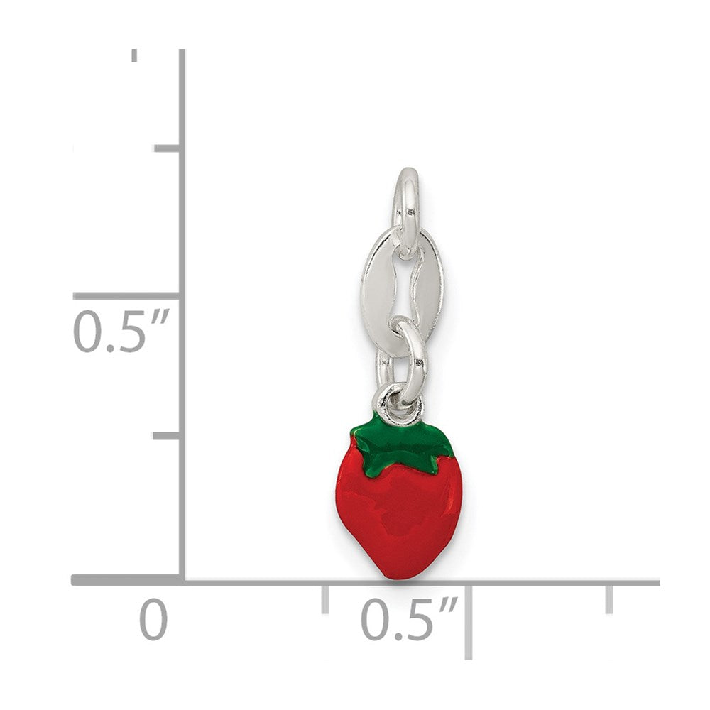 Sterlingsilber Emailliert Strawberry Charm