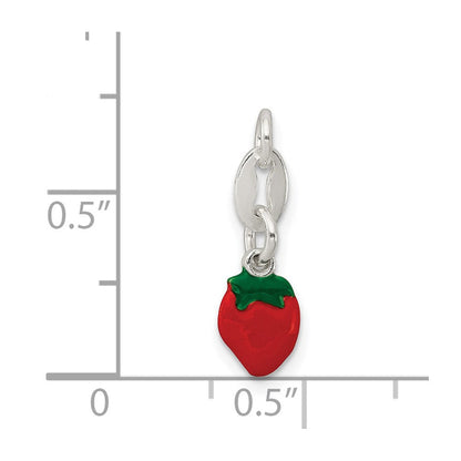 Sterlingsilber Emailliert Strawberry Charm