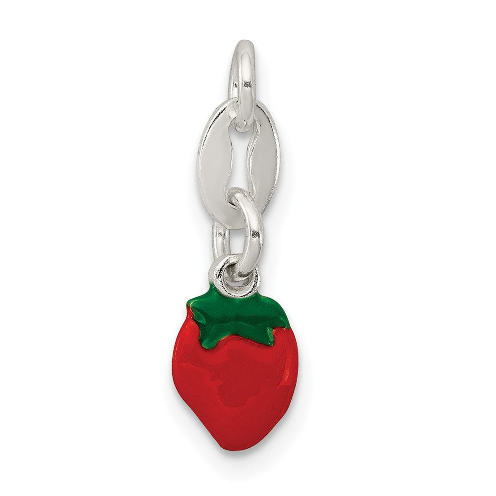 Sterlingsilber Emailliert Strawberry Charm