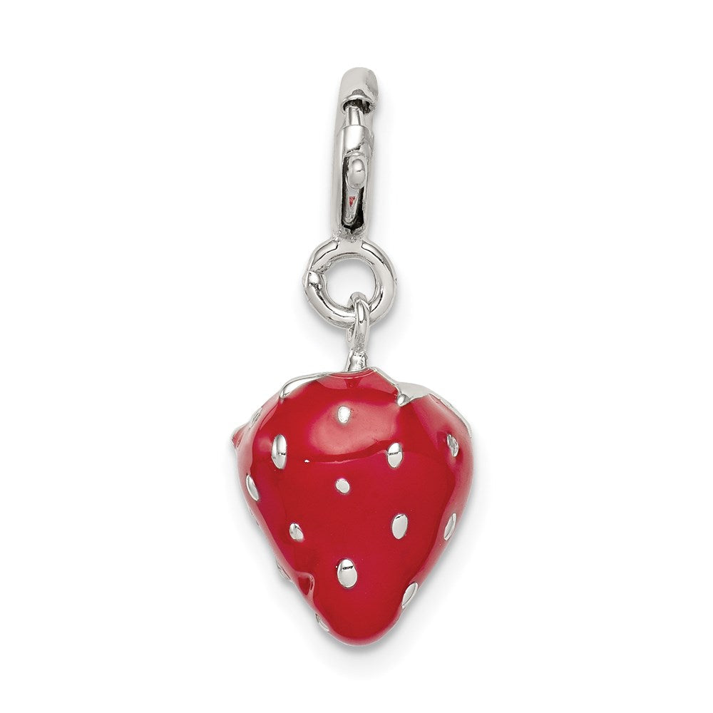 Sterlingsilber Rhodiniert Rot Emailliert Strawberry Charm