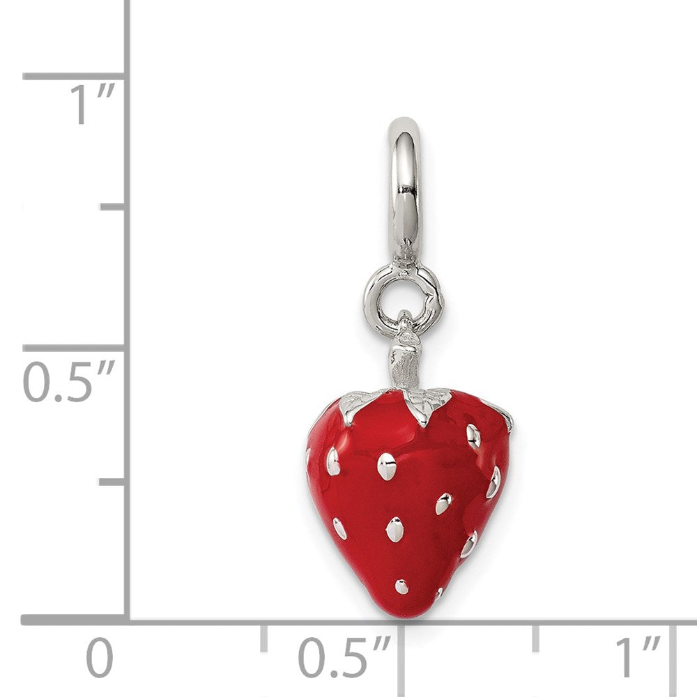 Sterlingsilber Rhodiniert Rot Emailliert Strawberry Charm